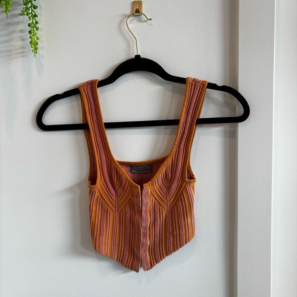 Urban Outfitters Tops - Urban Outfitters Jada Knit Corset Tank Top Burnt Orange Pink Striped Womens XS